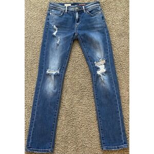 Anthropologie Women's Pilcro Jeans Slim Boyfriend Crop Distressed Size 25 (28 W)
